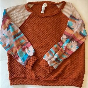 Bibi Rust and Multicolor Patterned Sweater